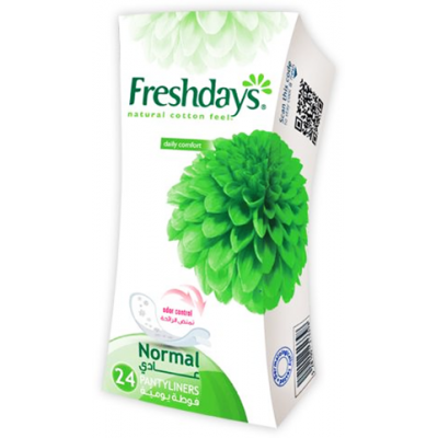 FRESHDAYS NATURAL COTTON FEEL DAILY COMFORT GREEN NORMAL 24 PANTYLINERS